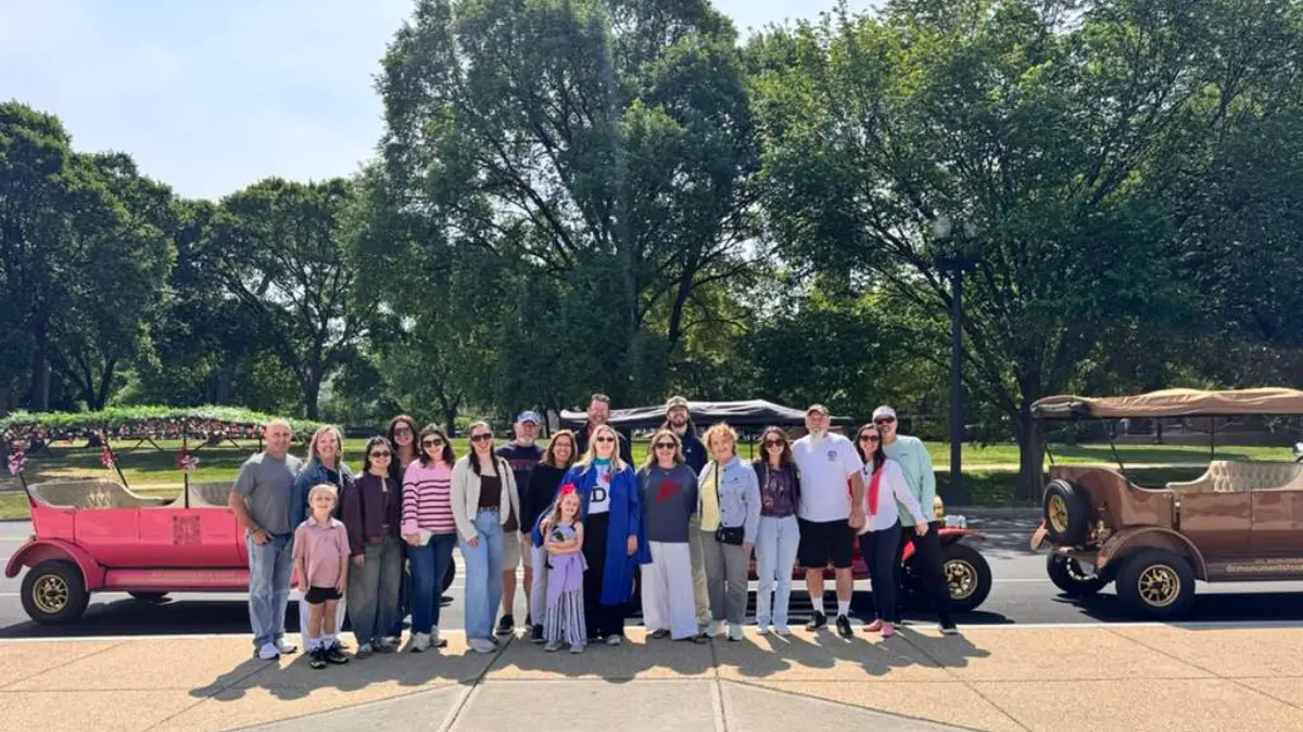 Tourists celebrating July 4th near famous monuments and memorials in Washington DC